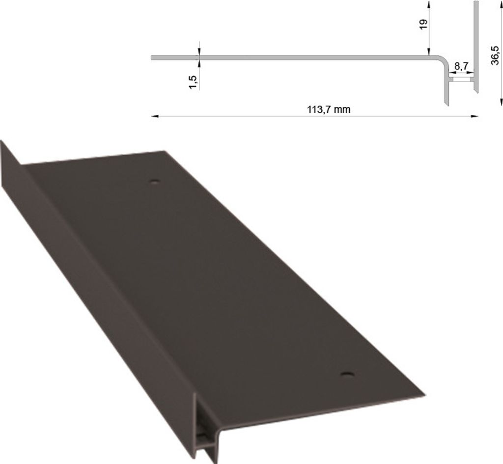 Renoplast Aluminium Treppenstufen-Profil SW Beluftete Boden, Profil 200cm, Graphit