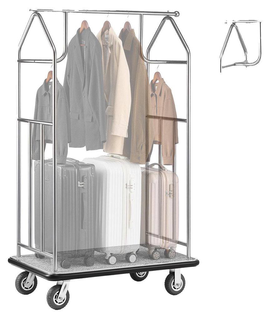 VEVOR Hotel Gepäckwagen, 500 kg Tragfähigkeit, gebürsteter Produktbild 