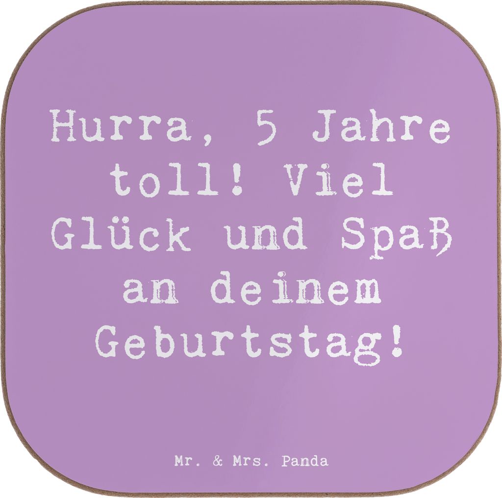 Mr. & Mrs. Panda Untersetzer für Gläser Spruch 5. Geburtstag Jubel - Lavendeltraum - Geschenk, besonderer Tag, Coaster, Tischuntersetzer, Alter, ...