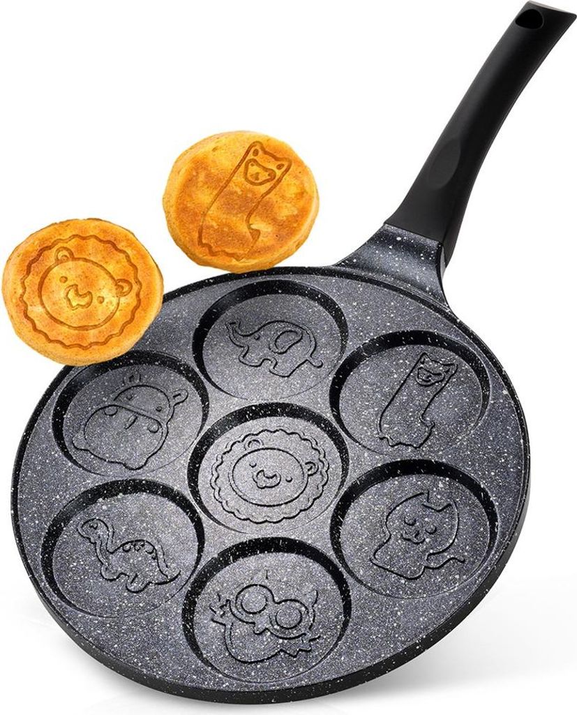 Vilde | Pfanne - Eierpfanne - Ø 26 cm - Granit - 7 Mulden - Antihaftbeschichtung - Tiermotive
