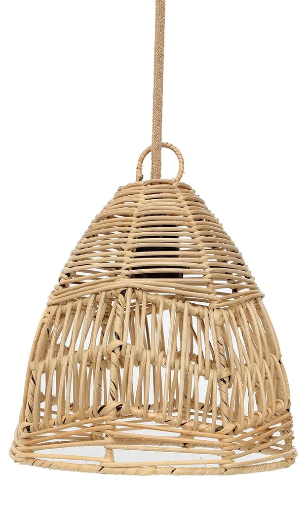 Suspension rotin marron pour chambre ou salon - Éclairage cocooning 24cm