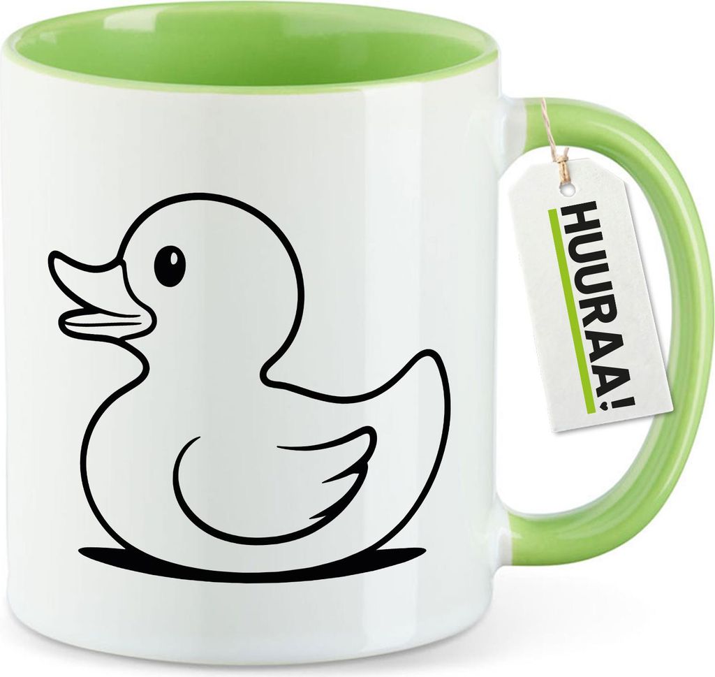 Huuraa Kaffeetasse Gummiente Silhouette 330ml Grün Keramik Kaffeebecher Geschenkidee