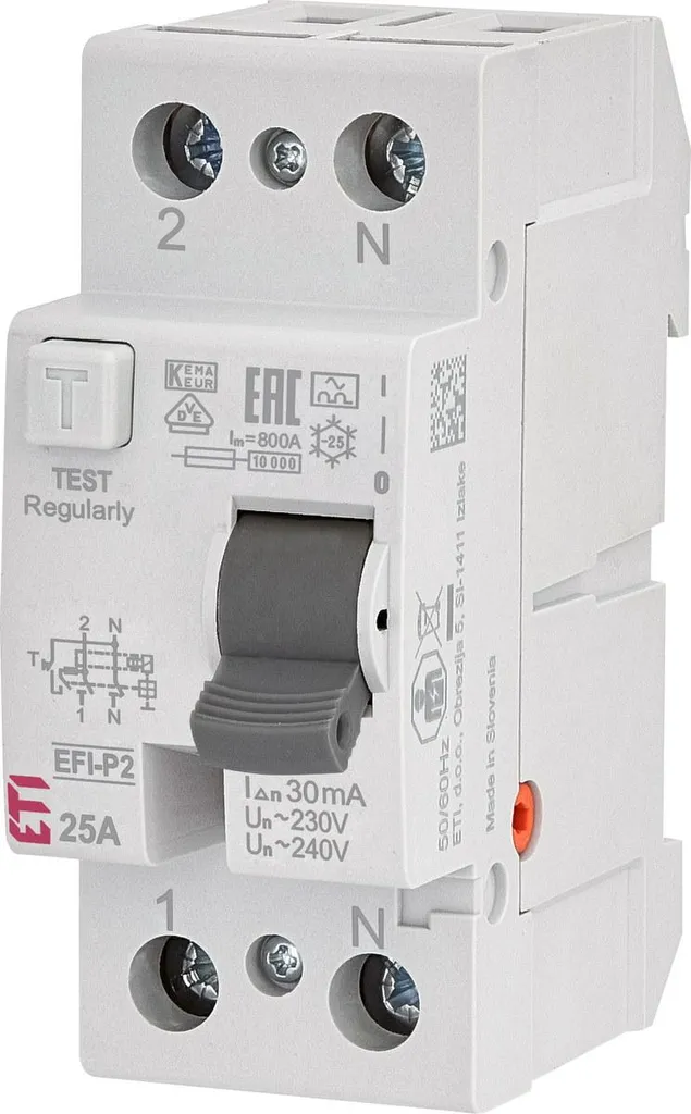 Disjoncteur différentiel EFI-P2 Type A 25A 30mA pour tableau électrique