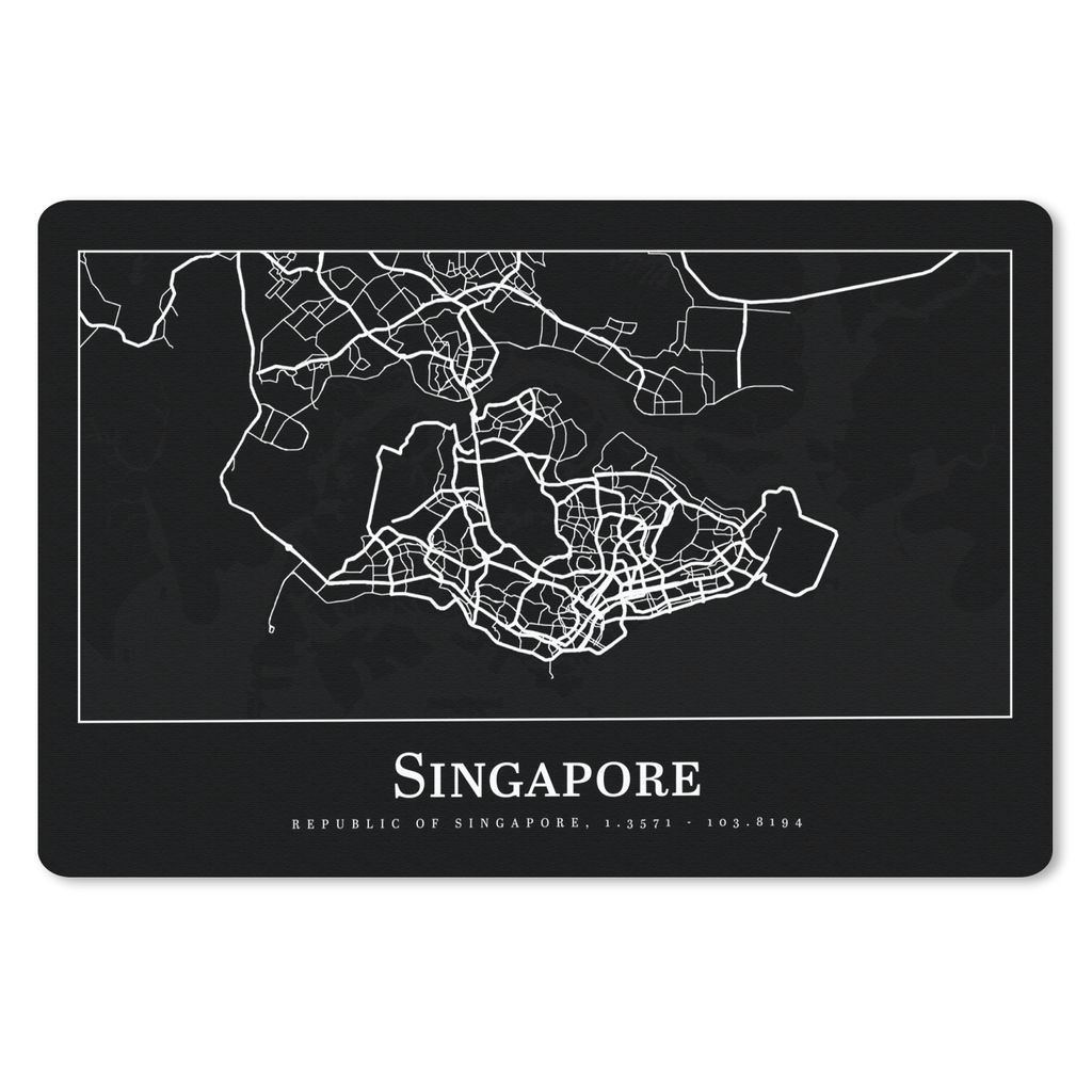 MuchoWow Mauspad Mousepad Singapur - Karte - Stadtplan 27x18 cm - Mousepads - Maus Mat - Pad - Mausunterlage - Büroartikel - Desk Matten