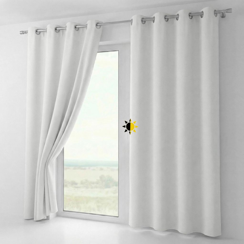 Verdunkelungsgardine Ösen Vorhang blickdicht abdunkelnd, Größe und Farbe wählbar,140x225cm,Weiß