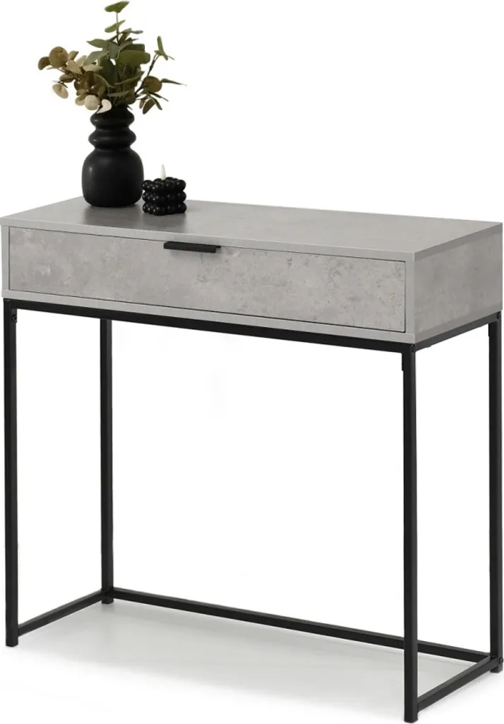 Consolle Ingresso NIRAI Cemento Nero: Design Slim con Cassetto