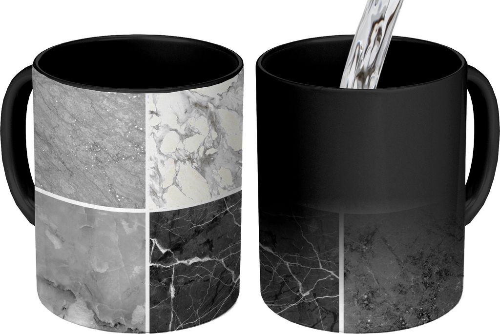 MuchoWow Zauber Tasse Zaubertasse Magic Marmor - Collage - Luxus 350 ml Farbwechsel Becher Geschenk Geschenkidee - Magic-Tasse - Fototasse - Kera...