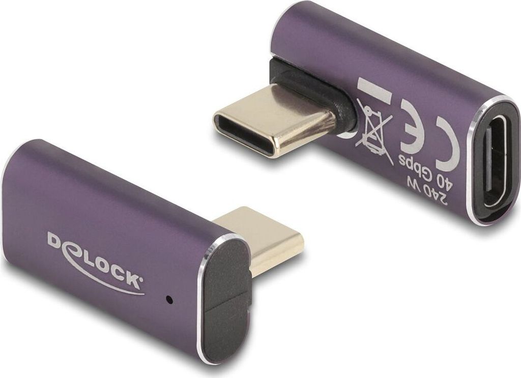 Delock USB-C-Winkeladapter (Stecker auf Buchse), 40 Gbit/s, 240 W PD, 8K bei 60 Hz - Lila