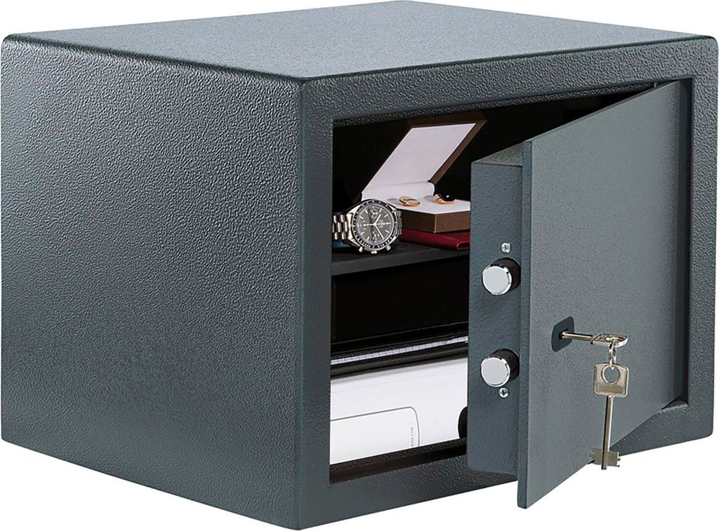Burgwächter Tresor mit Schlüssel - Möbeltresor Pure Safe PS 130 K - Mini Tresor für Wand und Bodenbefestigung, Stahl anthrazit