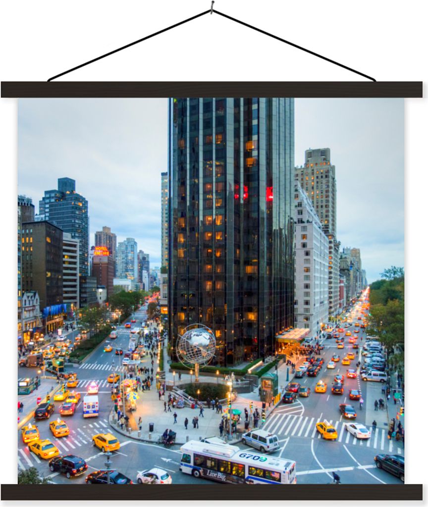 MuchoWow Textilposter New York - Broadway - Taxi 40x40 cm mit schwarzem Rahmen - Fotos