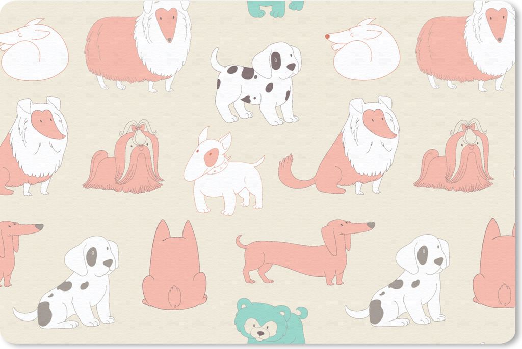 MuchoWow Schreibtischunterlage Muster - Hund - Welpe - Jungen - Mädchen - Kinder - Kinder 60x40 cm - XXL Mauspad - Großes Mauspad