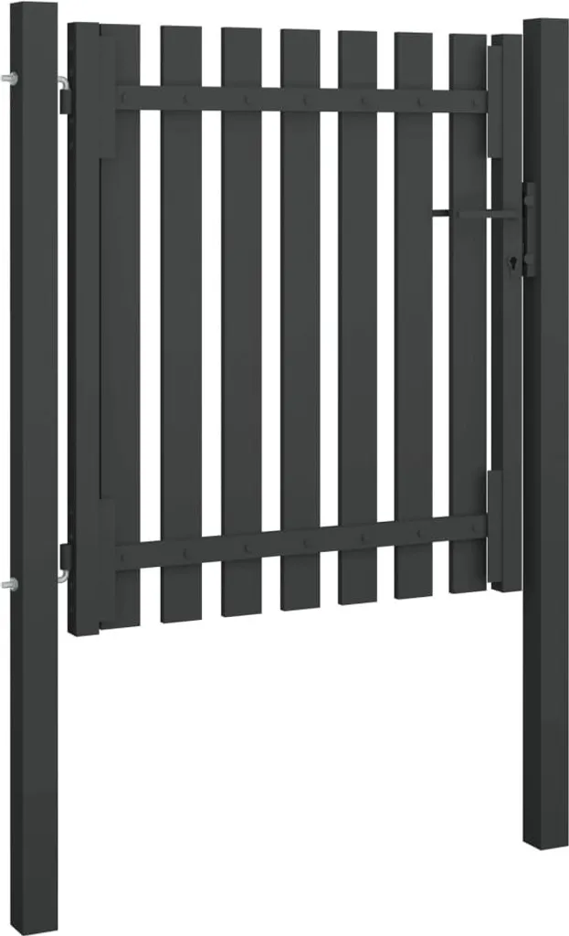 Portail extérieur en acier anthracite 1x1,25 m avec serrure et 3 clés