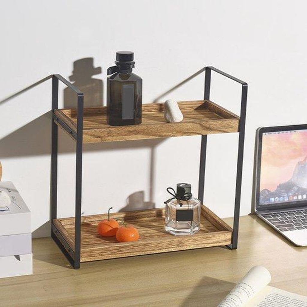 Holzregal mit zwei Ebenen für Küche und Badezimmer