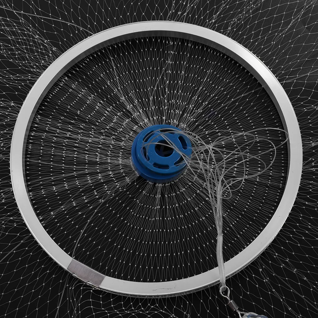 Filet à lancer de 2,4m - Épervier de pêche monofilament avec lestage