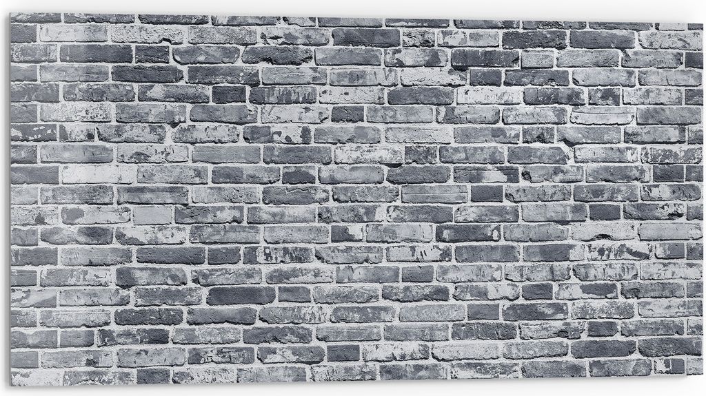 DEQORI Küchenrückwand Glas 80x40 cm 'Graue Ziegeltexturen' Spritzschutz Bad Rückwand Küche