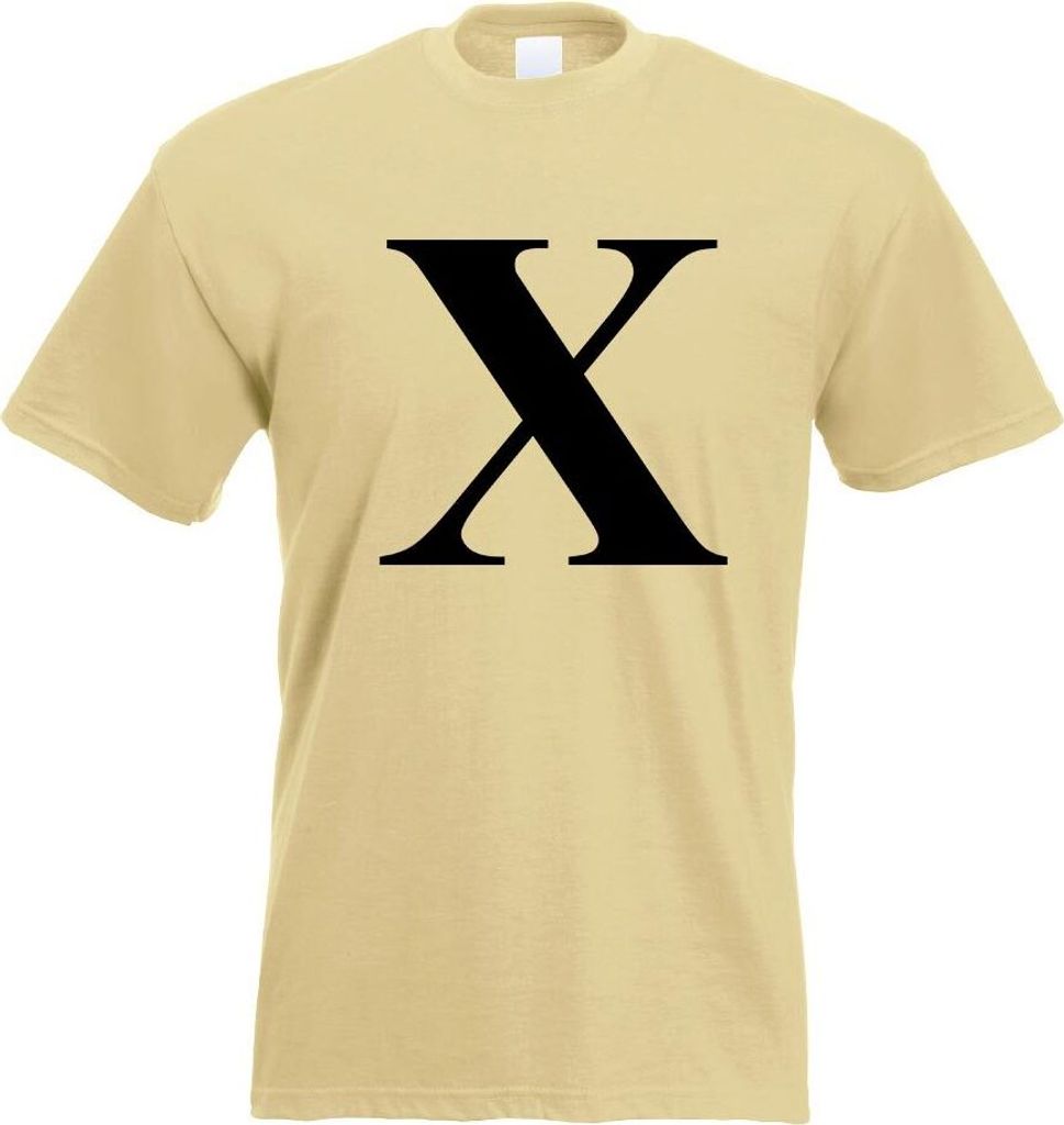 Kiwistar - T-Shirt - Khaki - Buchstabe X - Alphabet Motiv Bedruckt Funshirt Design Print - mit Motiv Bedruckt - Funshirt Design - Sport - Freizeit ...