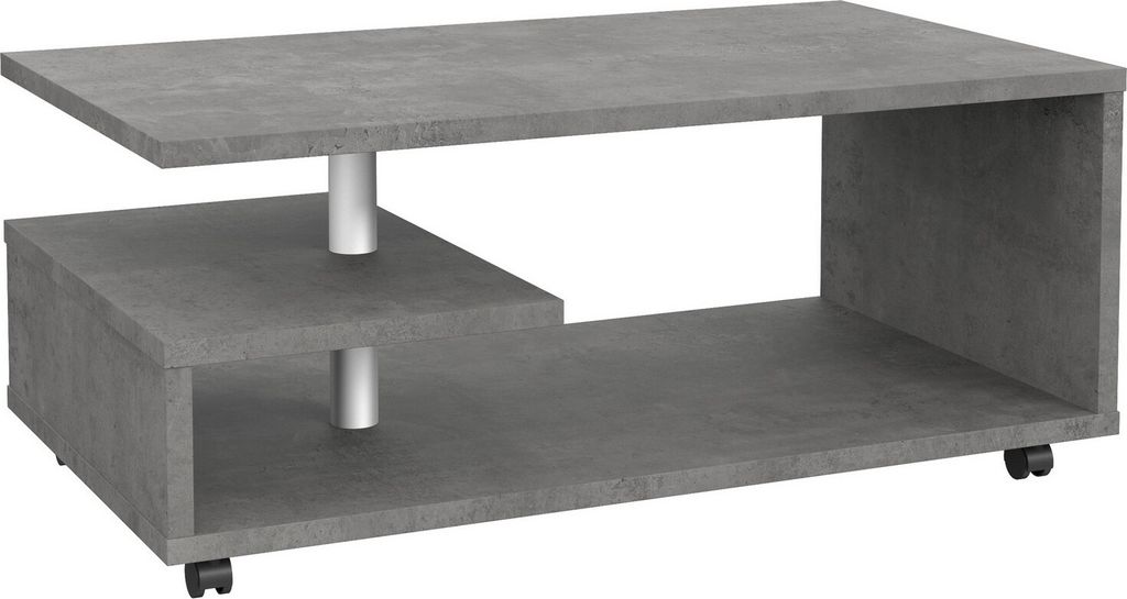 Furniture24 Kaffetisch Bailey Bl1T01-U41 Couchtisch Kaffetisch Auf Rollen Beton Dunkelgrau