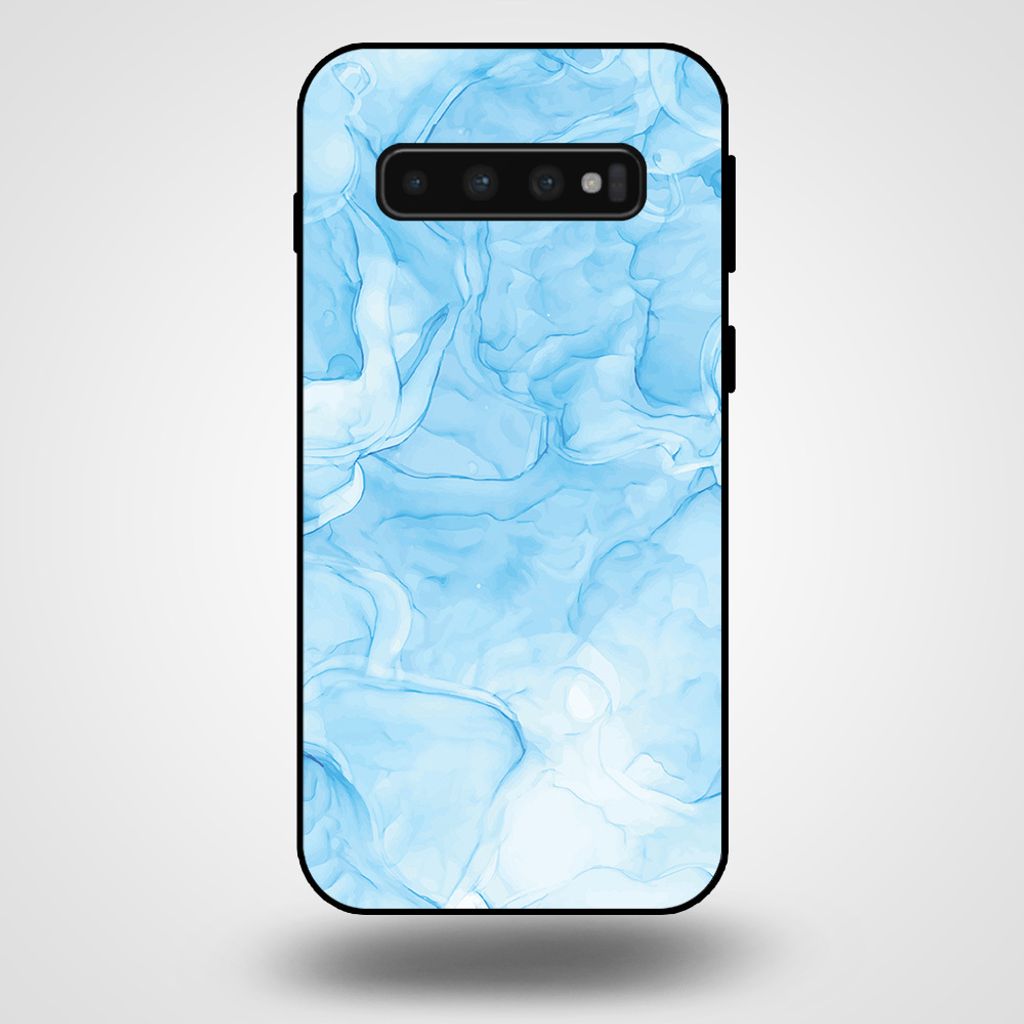 Smartphonica Telefon Fall für Samsung Galaxy S10 mit Marmor Druck - TPU zurück Abdeckung Fall Marmor Design - Hellblau