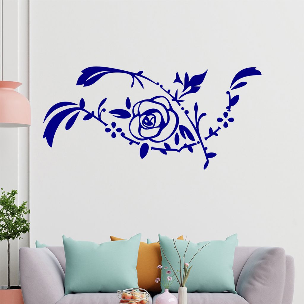 Rose - Ranken Wandtattoo in 6 Größen - Wandaufkleber Wall Sticker - Dekoration, Küche, Wohnzimmer, Schlafzimmer, Badezimmer