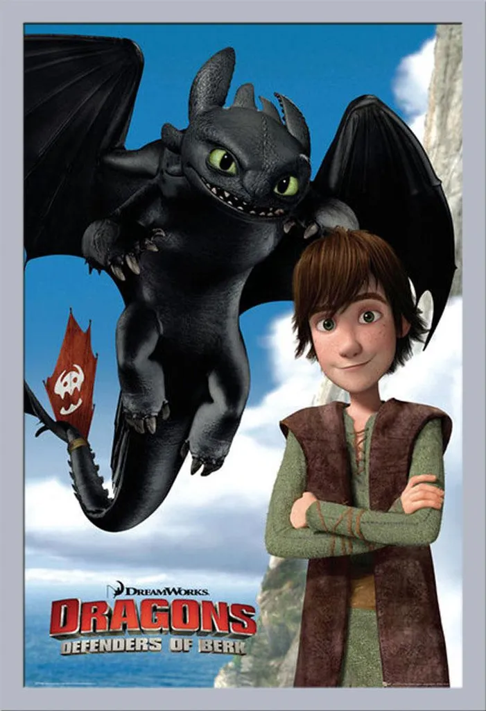 Affare! Poster Dragons Sdentato 61x91.5 con Cornice Shinsuke Argento