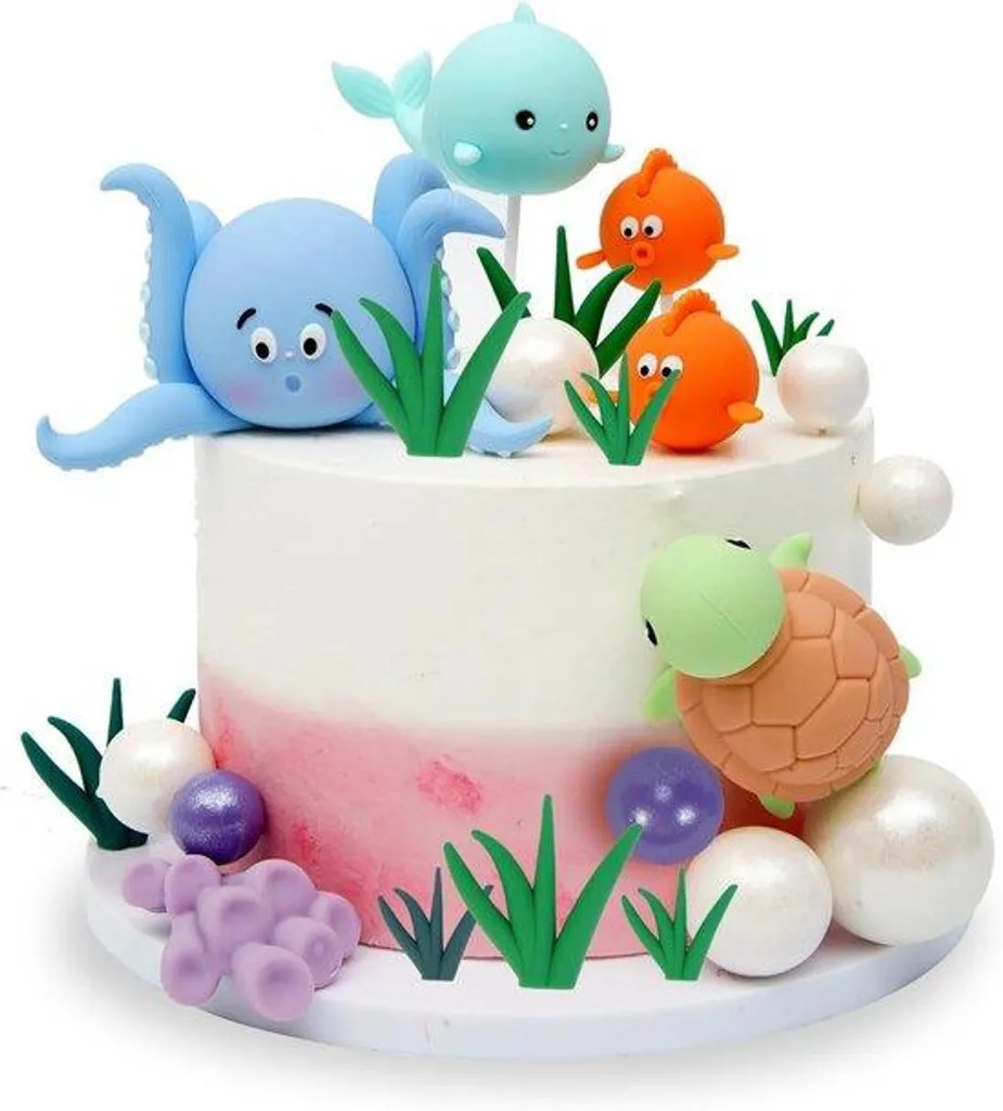 Décoration de Gâteau Océan et Sirène - Set Complet de 17 Pièces en Relief