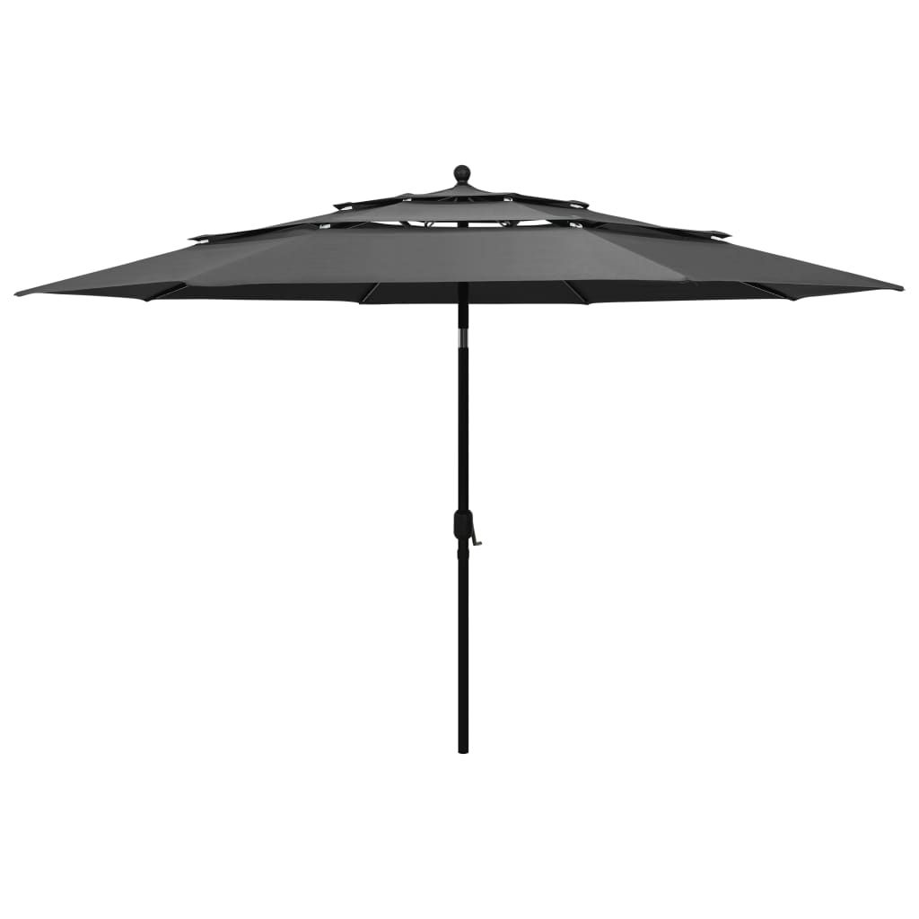 Sonnenschirm mit Aluminium-Mast 3-lagig Anthrazit 3,5 m , Markisen Design 2024