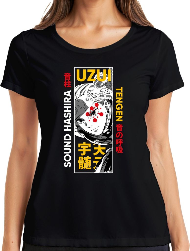 Uzui Tengen Sound Hashira Demon Slayer Anime Fan Geschenk Damen T-Shirt, Schwarz, L