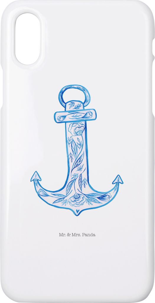 Mr. & Mrs. Panda Iphone 10 Handyhülle Anker Blau - Weiß - Geschenk, Cover, Gute Laune, Hülle, Handy, X