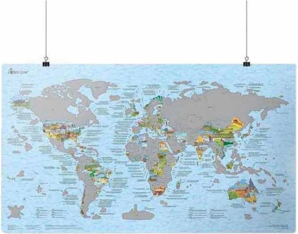 Bucketlistmap scratch edition - Illustrated world map of the most awesome destinations on Planet Earth""