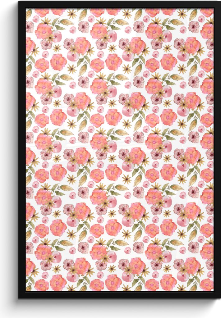 MuchoWow MuchoWow Gerahmtes Poster Blumen - Rosa - Collage 60x90 cm - Poster mit zchwarzem Bilderrahmen - Kunst