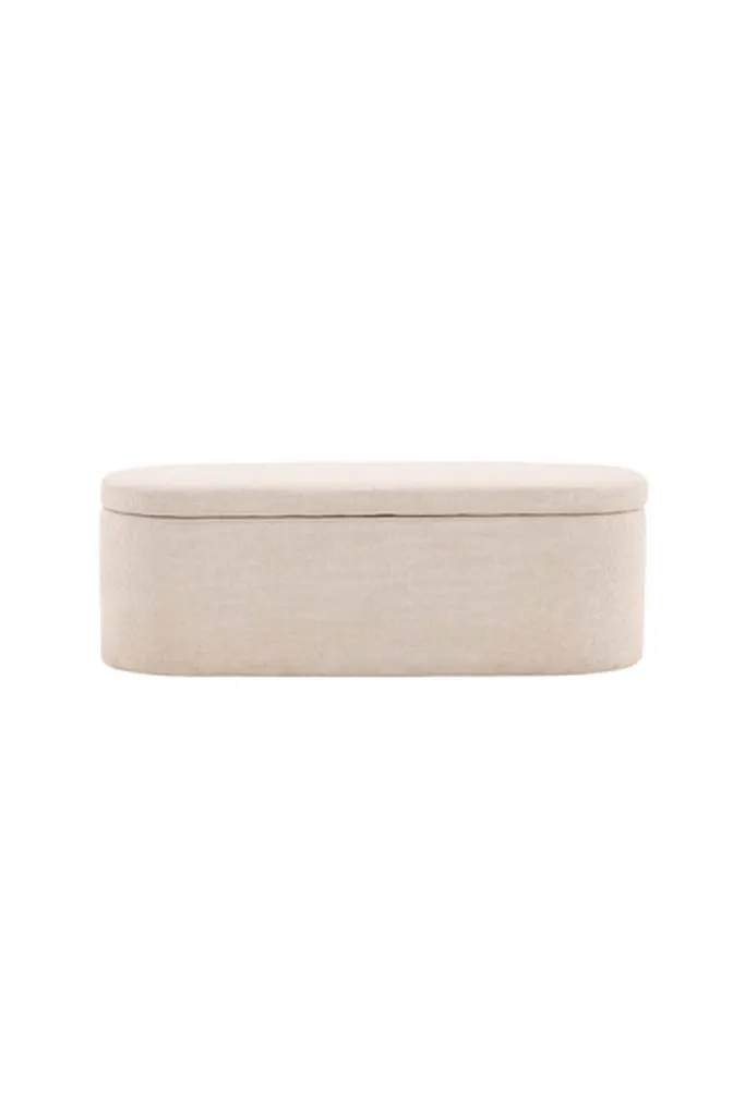 Pouf Potenza avec rangement offwhite - Assise élégante et coffre intégré