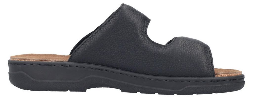 Rieker Herren Pantolette aus Leder extraweit mit Wechselsohle 20390, Größe:46 EU, Farbe:Schwarz