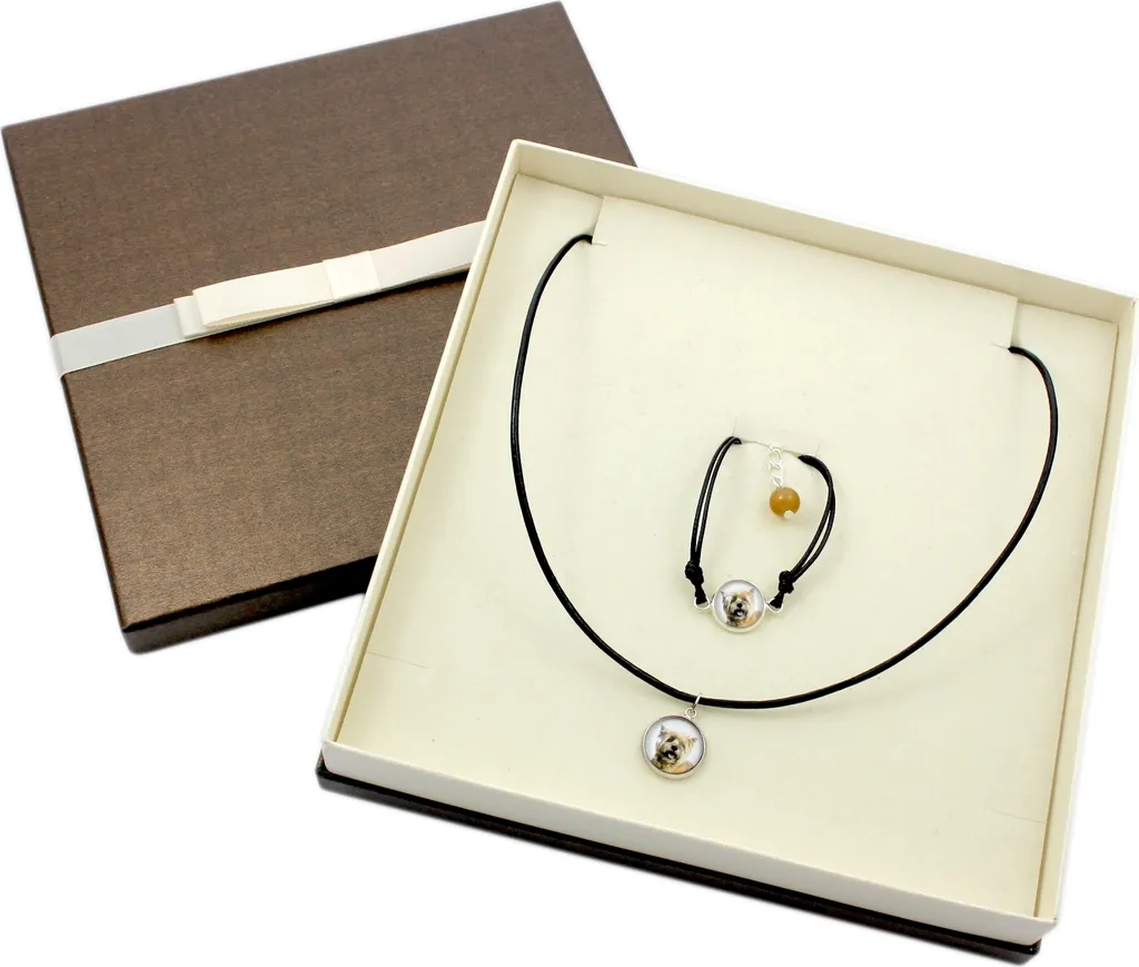 Set Collana e Bracciale Cairn Terrier Personalizzabile Art-Dog Gift