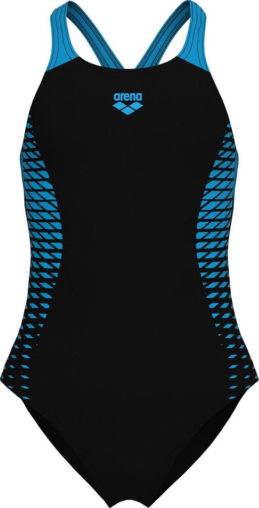 Arena GIRL"S ARENA OPENINGS SWIMSUIT BLACK-TURQUOISE 140