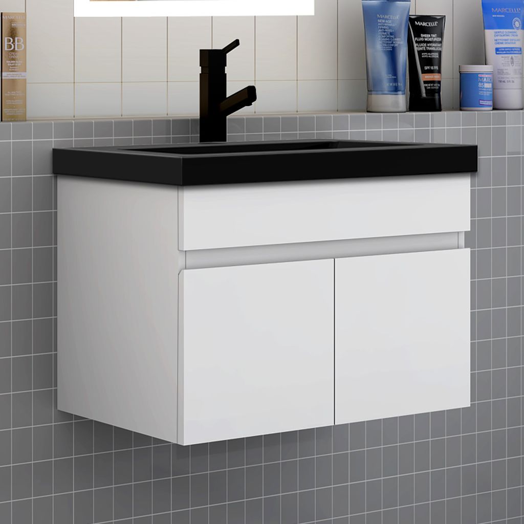 Badezimmer Badmöbel 60 cm Schwarz Waschtisch mit Produktbild 