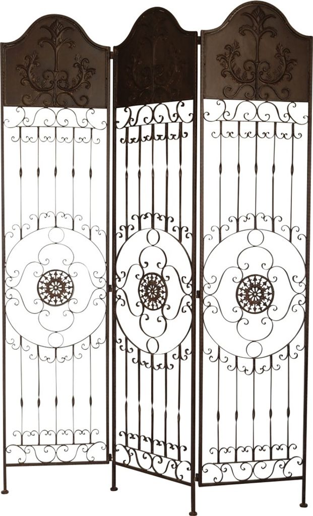 Paravent Pergola Spalier Rankhilfe Zaun 19kg Metall antik Stil Raumteiler braun