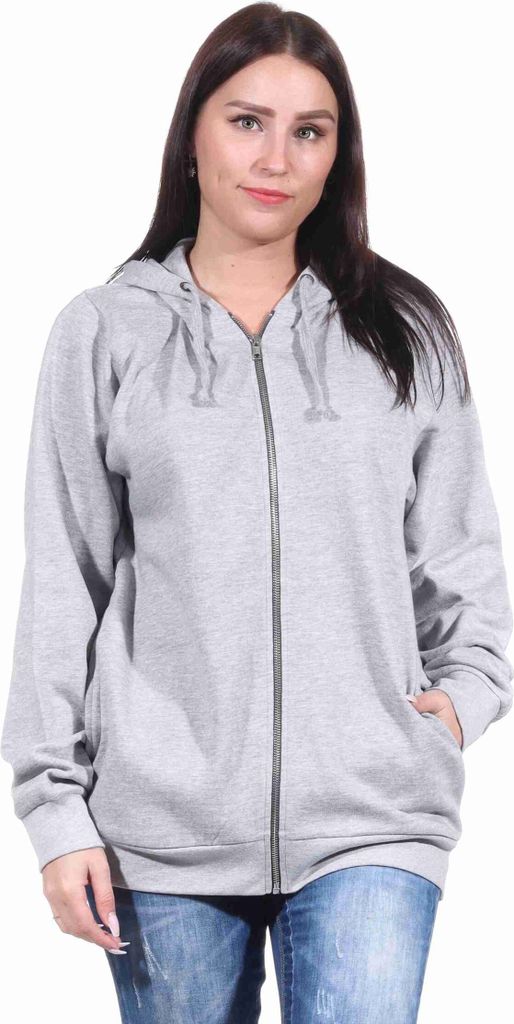 Damen Jacke mit Kapuze für Hausanzug oder Sportanzug Oberteil;grau,XL