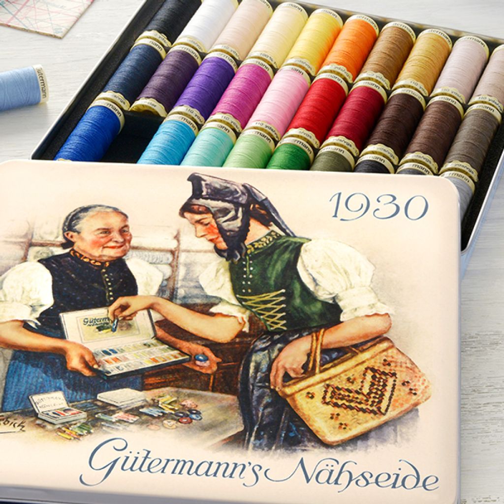 Gütermann Nostalgie-Box mit 30 Spulen Allesnäher a 100m Produktbild 