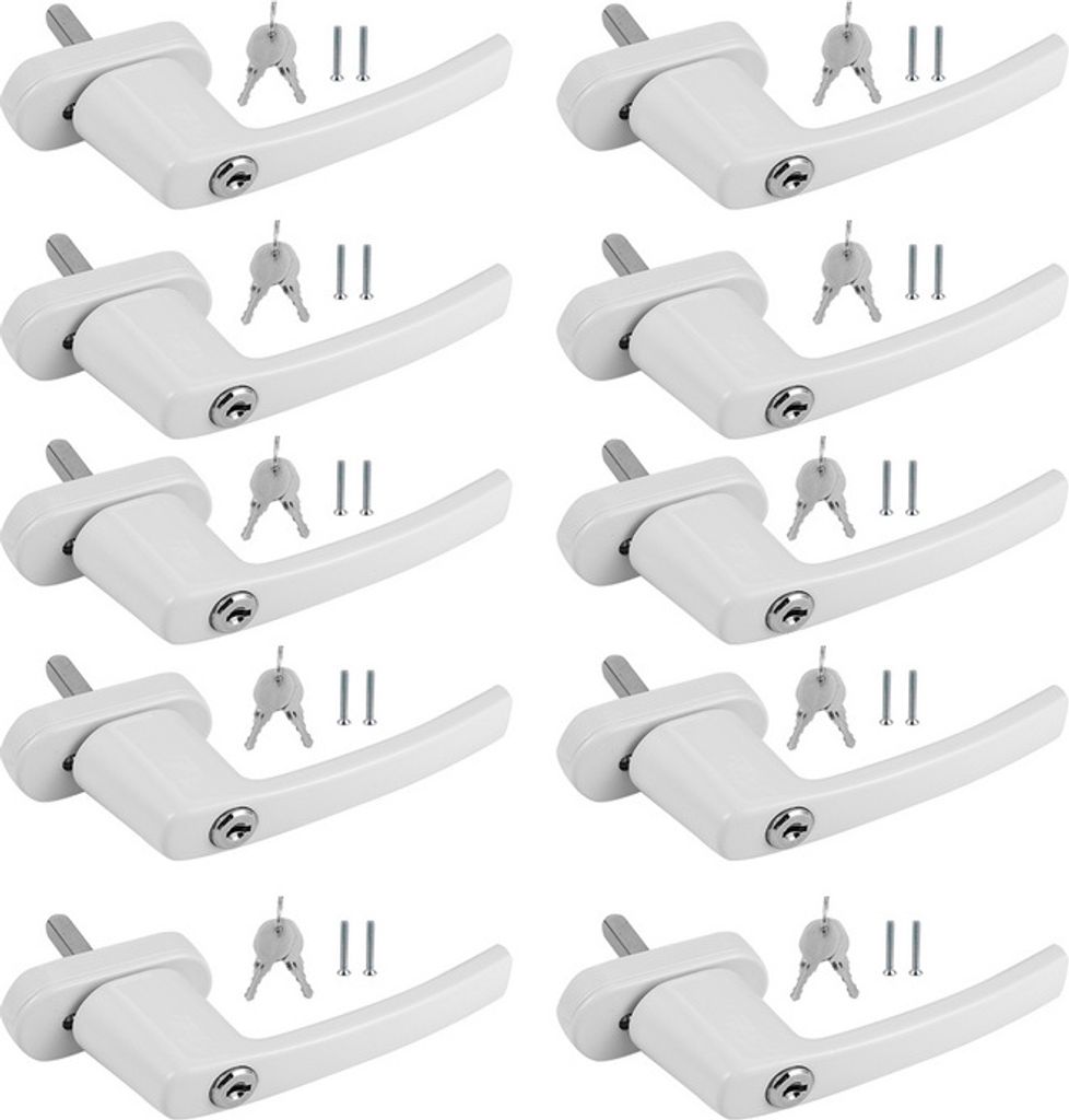 Fiqops Fenstergriff Fensterschlösser Balkontürgriff Design Alu abschließbar weiß gleichschließend Griff 16X