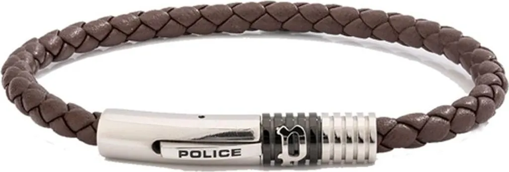 Bracelet POLICE Mod. PJ26430BLC02 - Bijou Homme en Acier et Cuir Noir