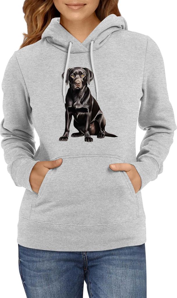 Damen Kapuzenpullover Dogs Breeds Labrador Retriever Dog Breed 006, Lady XS / Grau