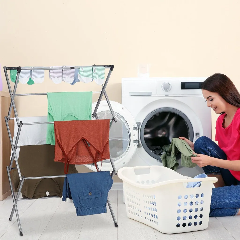 Étendoir pliable gain de place - Séchoir extensible à grande capacité
