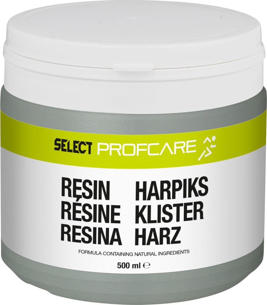 A white tub of Select Profcare resin with green and gray labeling.
