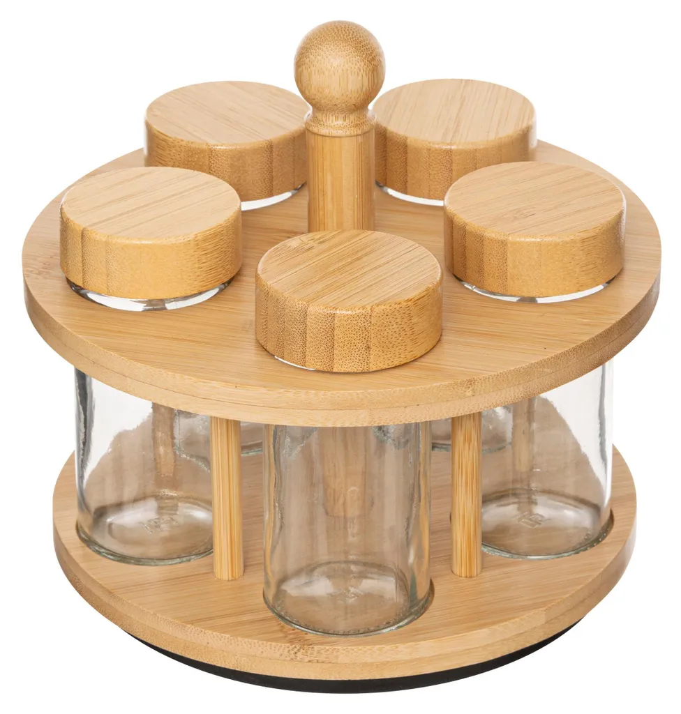 Support à épices pour plan de travail Cozy d17 cm - Accès rapide 5 pots