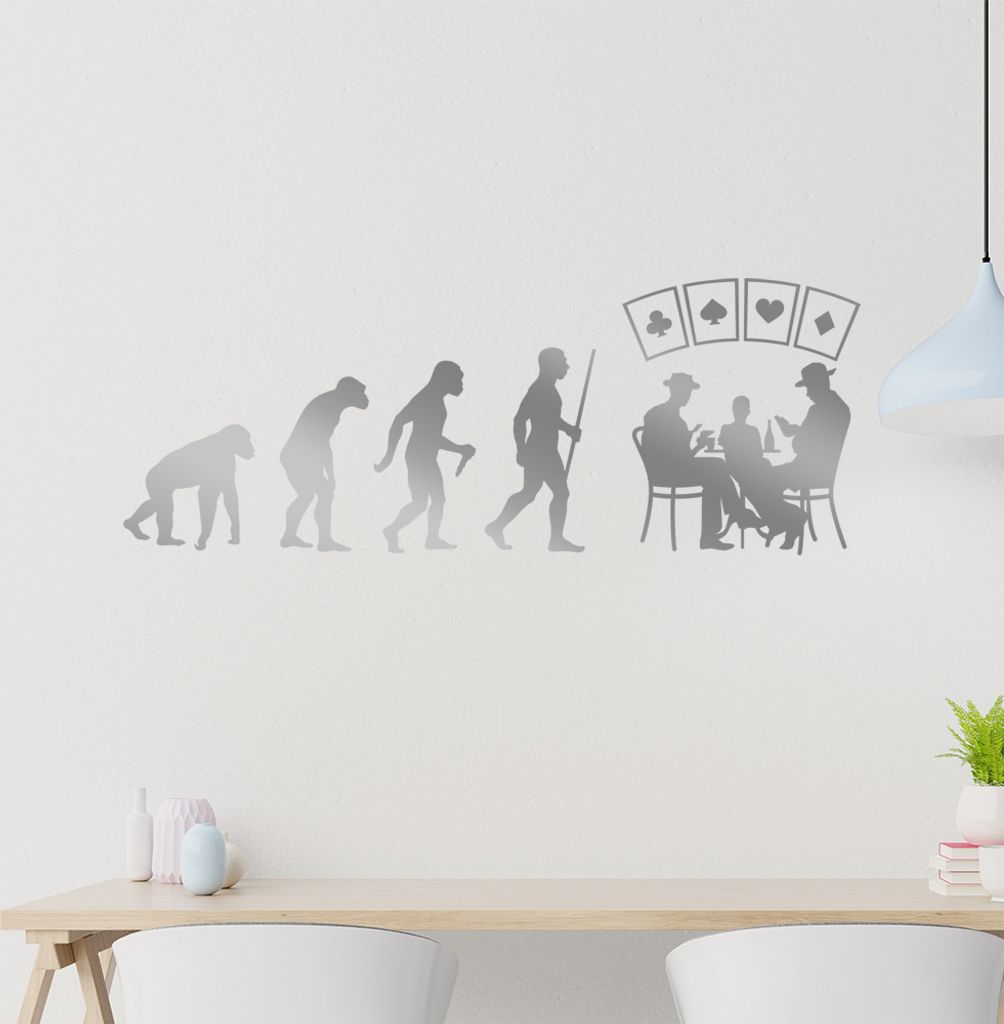 Kartenspiel Pokern Evolution Wandtattoo Wandaufkleber Wall Sticker - Dekoration, Küche, Wohnzimmer, Schlafzimmer, Badezimmer