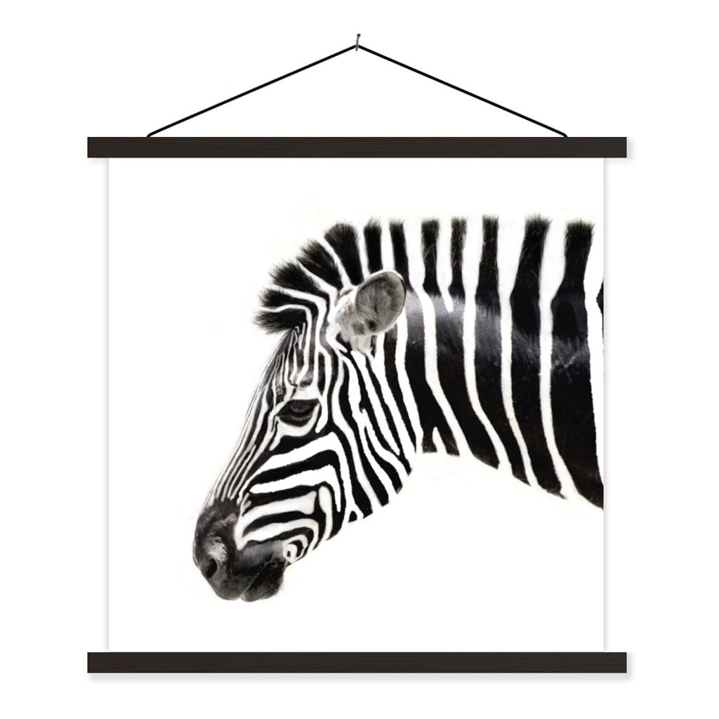 MuchoWow Textilposter Zebra - Tiere - Weiß 40x40 cm mit schwarzem Rahmen - Fotos