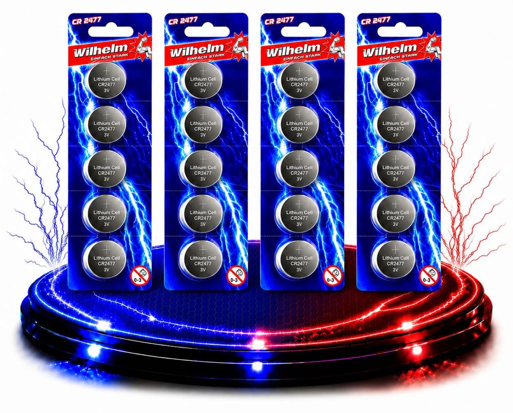 Lithium Knopfzelle CR2477, 3V, 1070 mAh, ø24x7,7mm, 20 Produktbild  KI-generiertes Bild