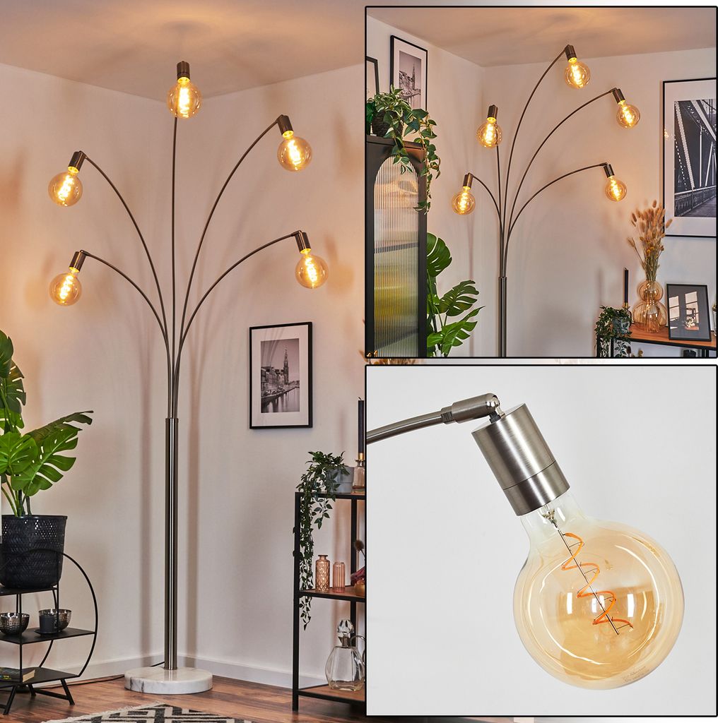 Narni Stehlampe aus Metall in Schwarz/Nickel-matt/Weiß