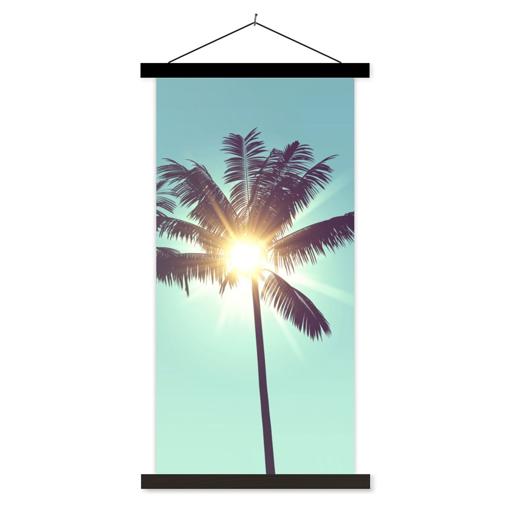 MuchoWow Textilposter Palmen - Sommer - Sonne 40x80 cm mit schwarzem Rahmen - Wandemalerei