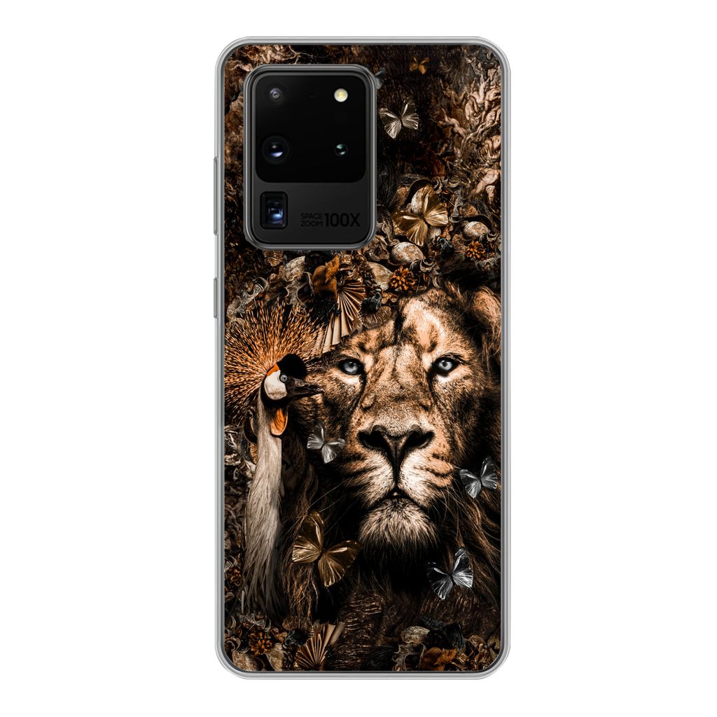 MuchoWow Handyhülle Schutzhülle Hülle für Samsung Galaxy S20 Ultra Tiere - Collage - Schmetterling Silikon Softcase Handy Hülle - Karteninhaber